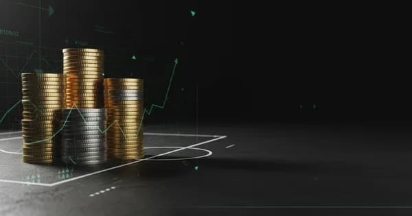 Abstract football-finance illustration in emerald green and black, mixing stadium, pitch and balance-sheet motifs, used as the hero image for the PSRwatch article "Fulham accounts explained: what the 2024/25 filing really says".