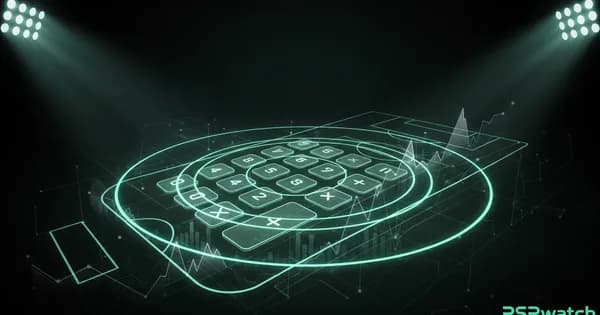 Abstract football-finance illustration in emerald green and black, mixing stadium, pitch and balance-sheet motifs, used as the hero image for the PSRwatch article "Lukas Hornicek to Newcastle United: what the £25.7m move does to their squad-cost room".