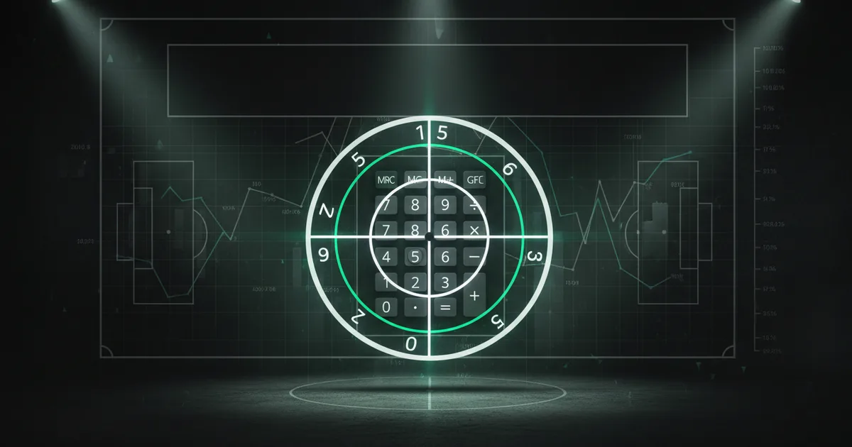 Abstract football-finance illustration in emerald green and black, mixing stadium, pitch and balance-sheet motifs, used as the hero image for the PSRwatch article "Zion Suzuki to Aston Villa: what the £25.2m move does to their squad-cost room".